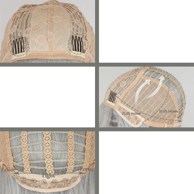 Women's Short Bob Wig Silver Gray High-Temperature Fiber