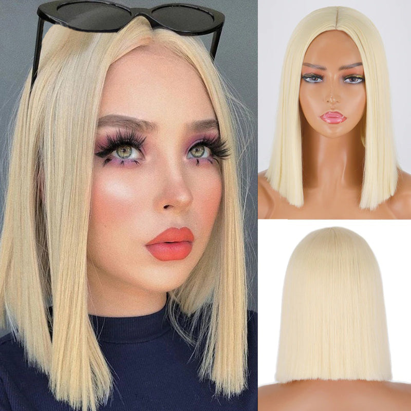 Women's Short Bob Wig Silver Gray High-Temperature Fiber