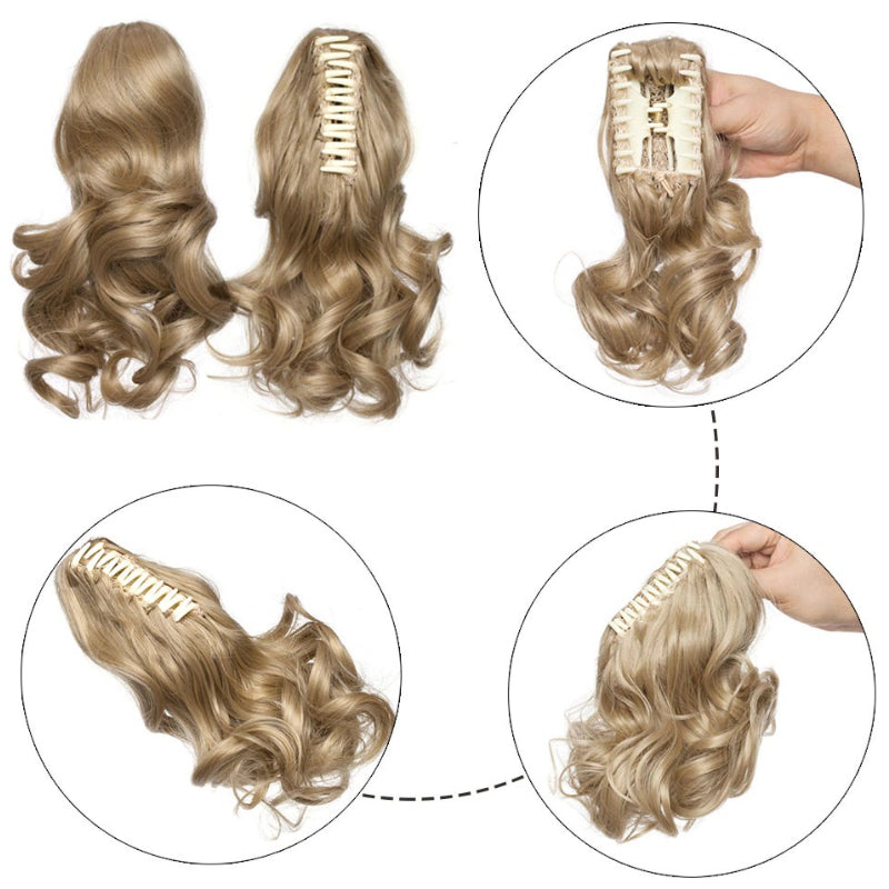 Women's Short Wavy Ponytail Hair Extensions Clip-In High-Temperature Fiber