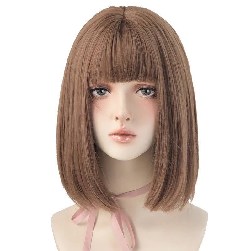 Women's Short Wig Black Heat Resistant Synthetic Hair with Bangs