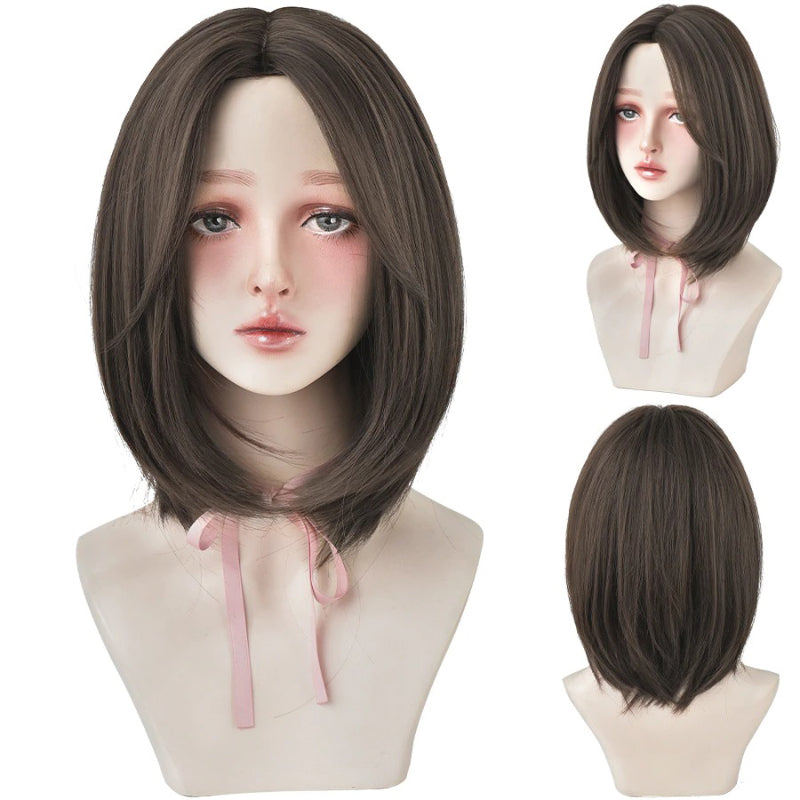 Women's Short Wig Black Heat Resistant Synthetic Hair with Bangs