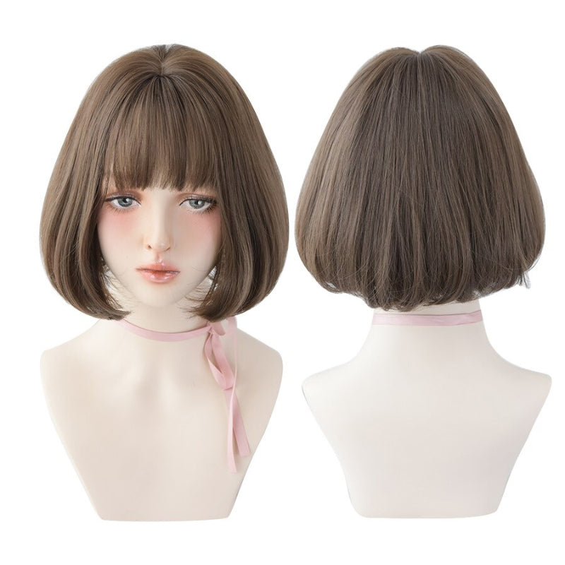 Women's Short Wig Black Heat Resistant Synthetic Hair with Bangs