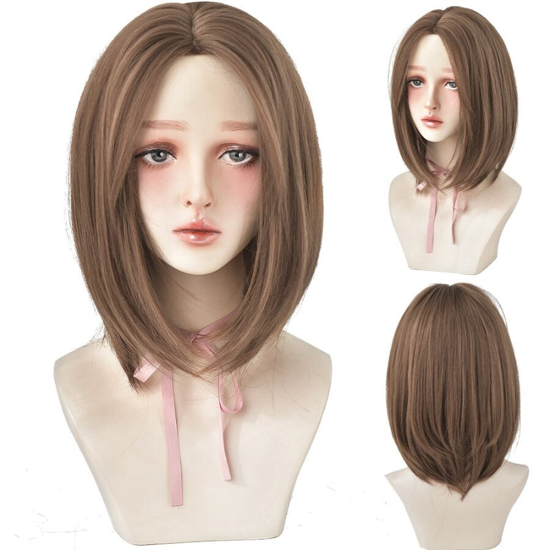 Women's Short Wig Black Heat Resistant Synthetic Hair with Bangs