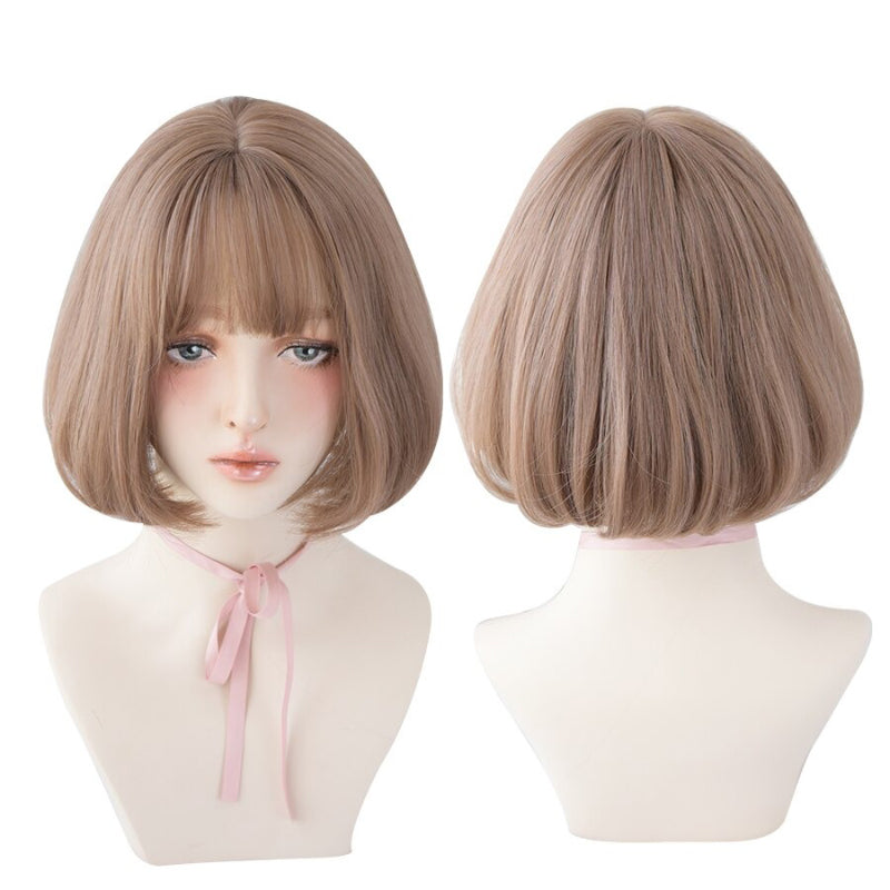 Women's Short Wig Black Heat Resistant Synthetic Hair with Bangs