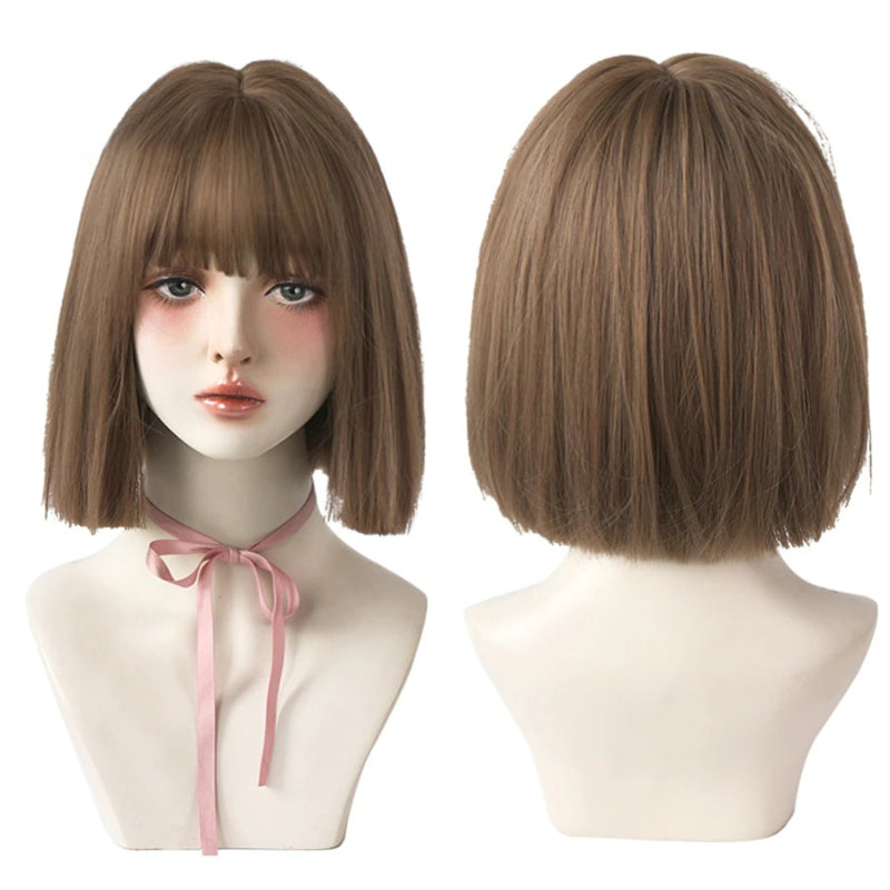 Women's Short Wig Black Heat Resistant Synthetic Hair with Bangs