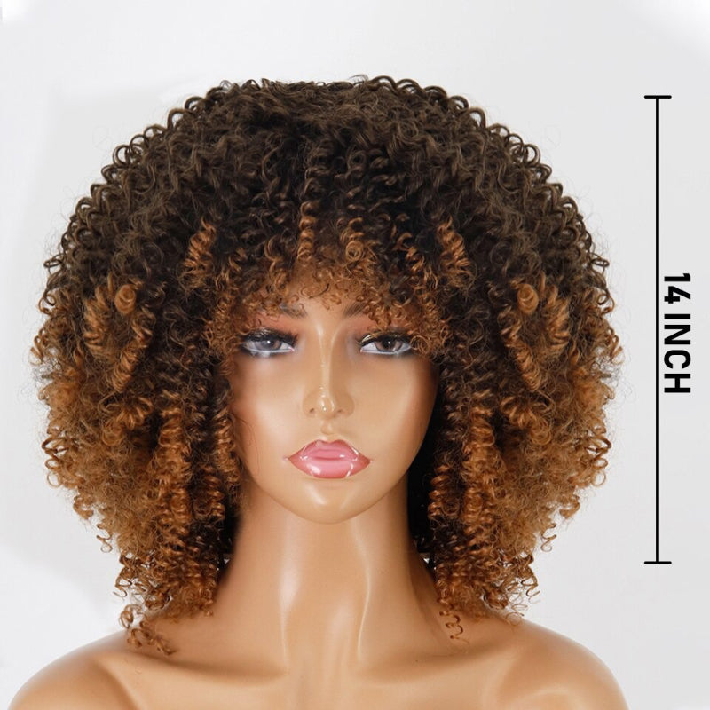 Women's Short Wig Blonde Kinky Curly High-Temperature Fiber