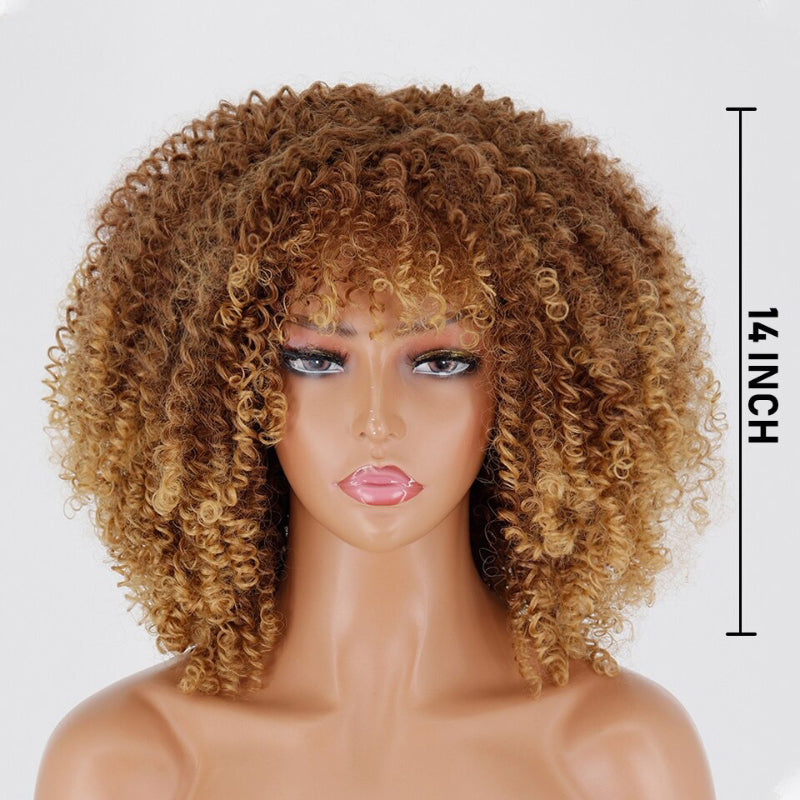 Women's Short Wig Blonde Kinky Curly High-Temperature Fiber