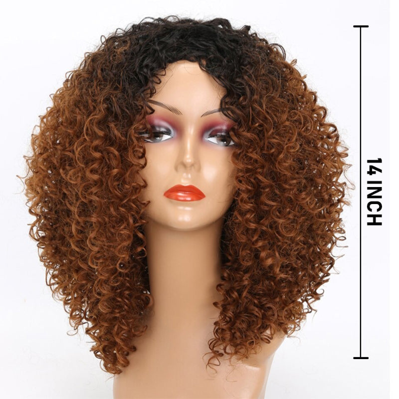 Women's Short Wig Blonde Kinky Curly High-Temperature Fiber
