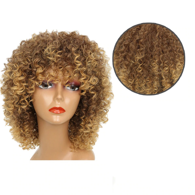 Women's Short Wig Blonde Kinky Curly High-Temperature Fiber