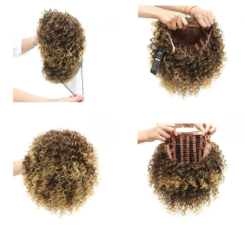 Women's Short Wig Blonde Kinky Curly High-Temperature Fiber