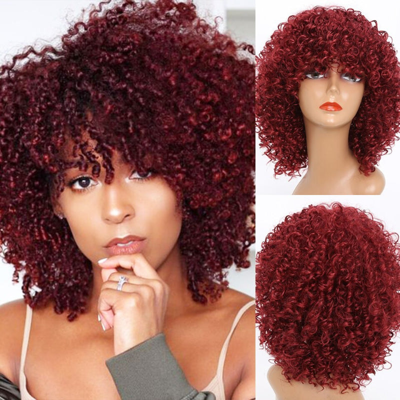 Women's Short Wig Blonde Kinky Curly High-Temperature Fiber