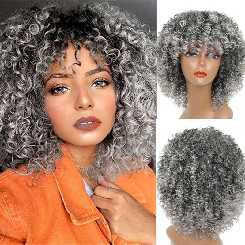 Women's Short Wig Blonde Kinky Curly High-Temperature Fiber