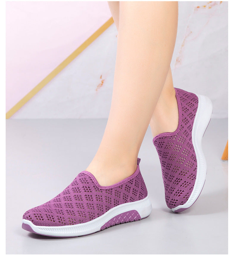 Women's Slip-On Shoes, Breathable Knit Upper, Lightweight Rubber Sole – Casual Comfort for Everyday Wear