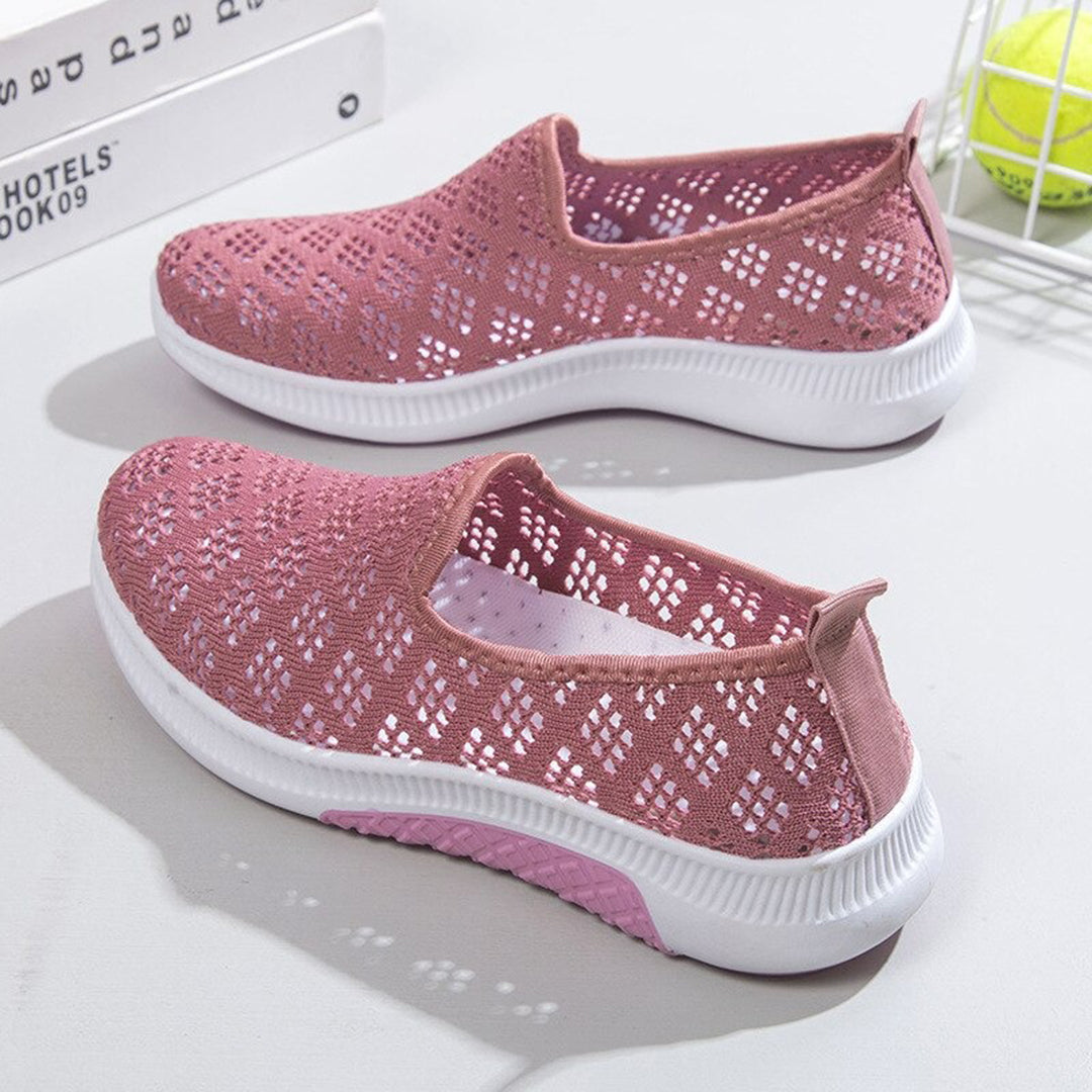 Women's Slip-On Shoes, Breathable Knit Upper, Lightweight Rubber Sole – Casual Comfort for Everyday Wear