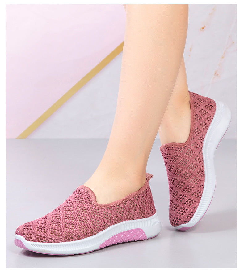 Women's Slip-On Shoes, Breathable Knit Upper, Lightweight Rubber Sole – Casual Comfort for Everyday Wear