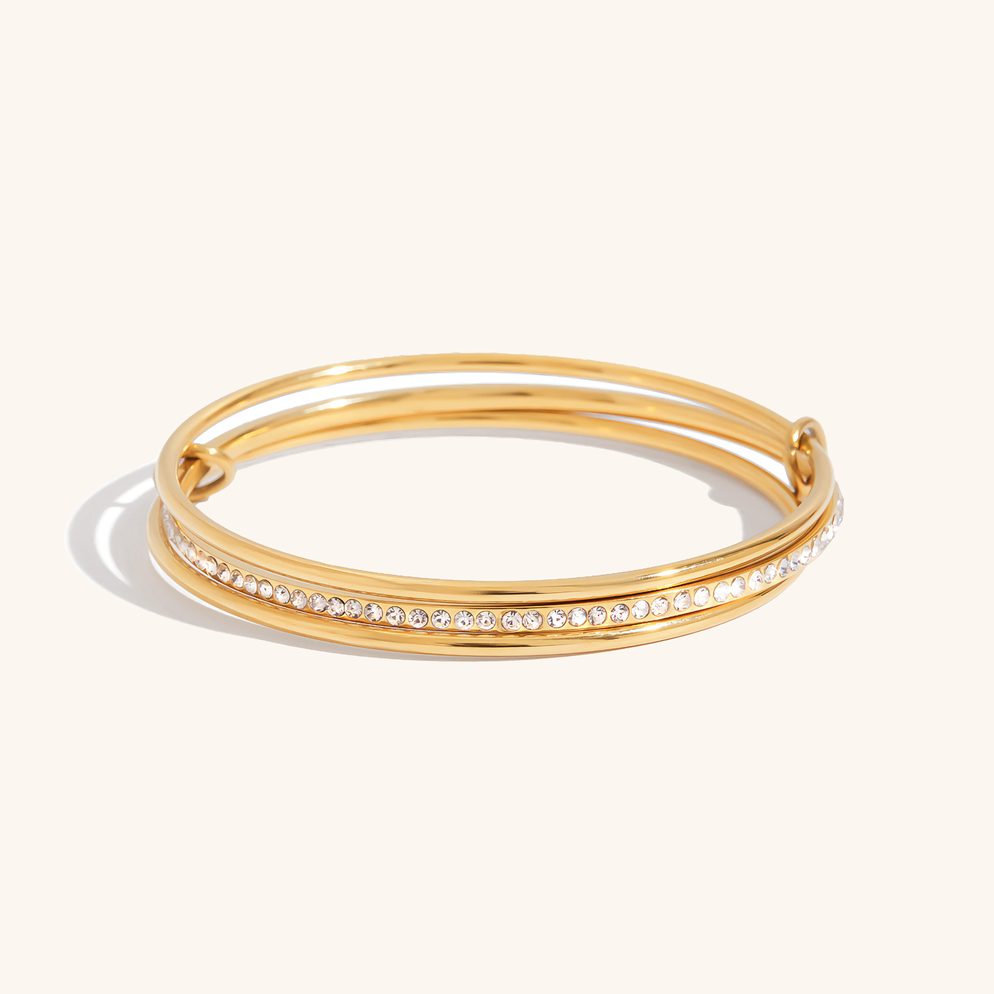 Women's Stacked Bracelet Gold Stainless Steel with Diamonds