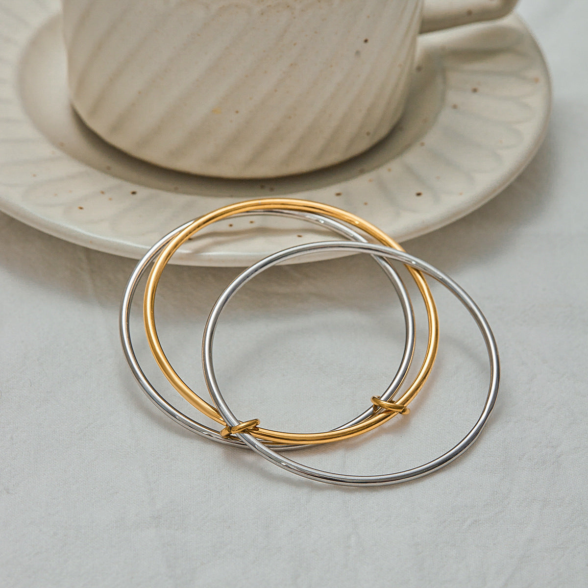 Women's Stacked Bracelet Gold and Silver Stainless Steel