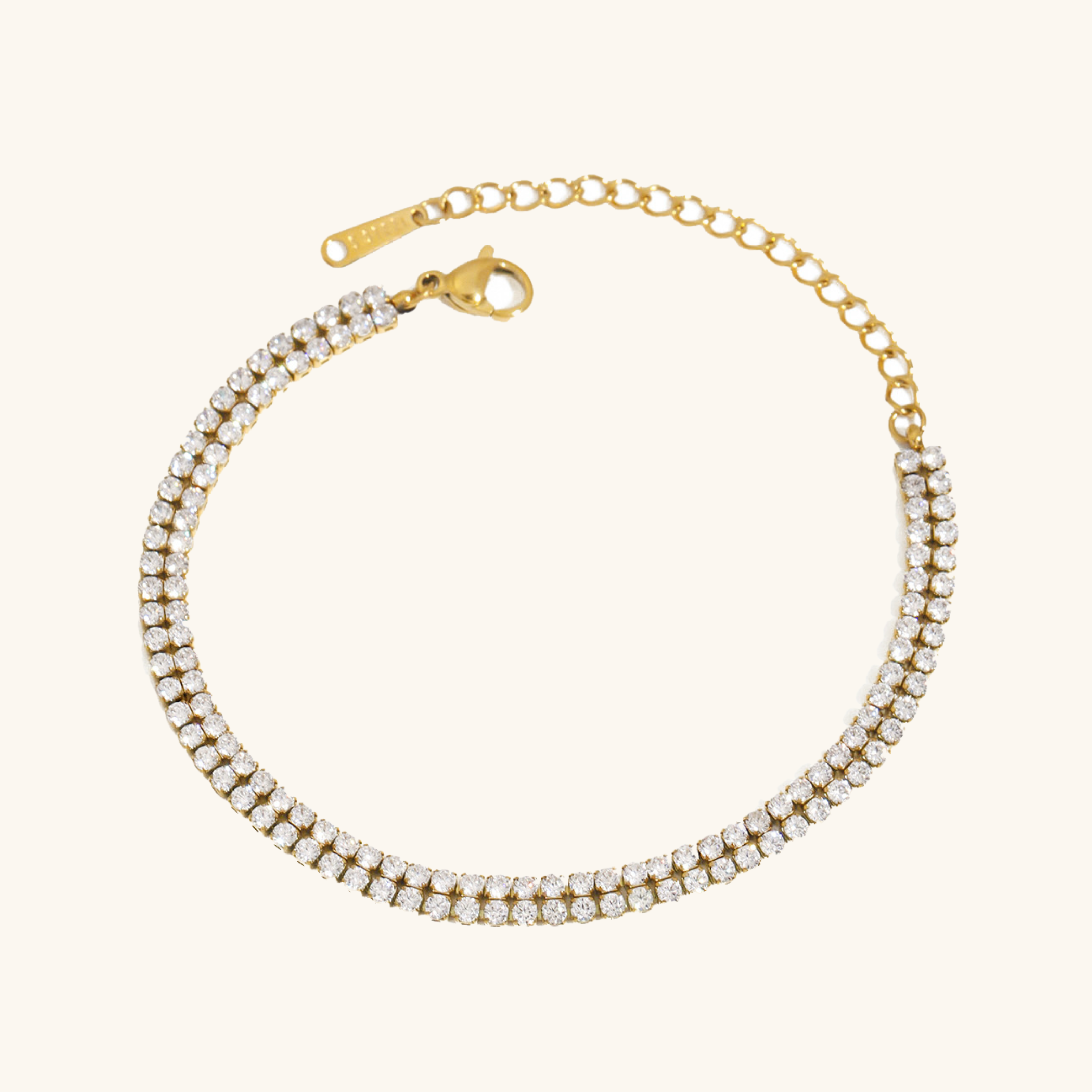 Women's Tennis Bracelet Gold Stainless Steel with Crystals