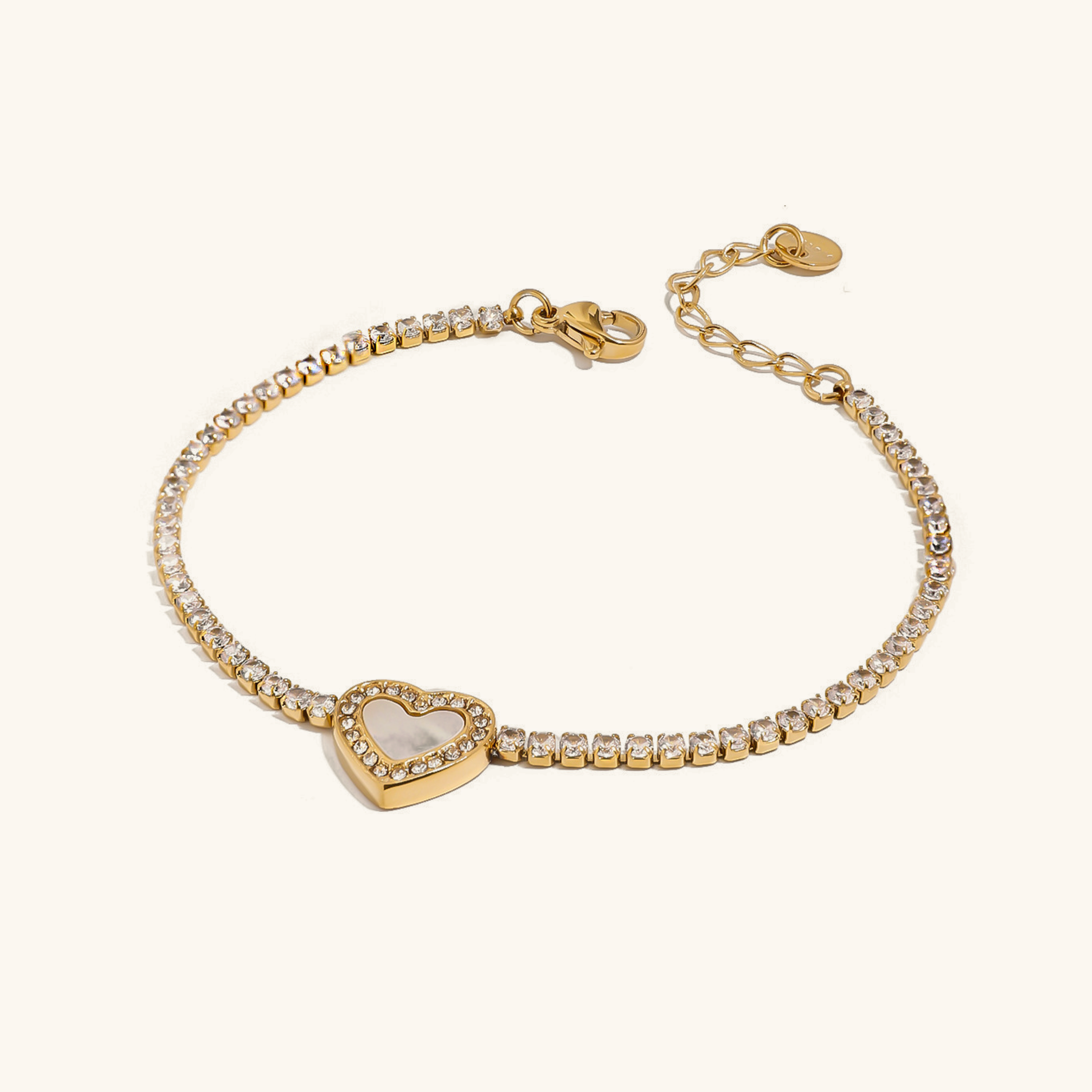 Women's Tennis Bracelet Gold Stainless Steel with Diamond Simulants