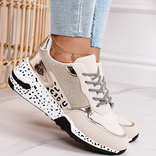 Women's Trendy Fashion Sneakers with Cushioned Sole and Metallic Accents