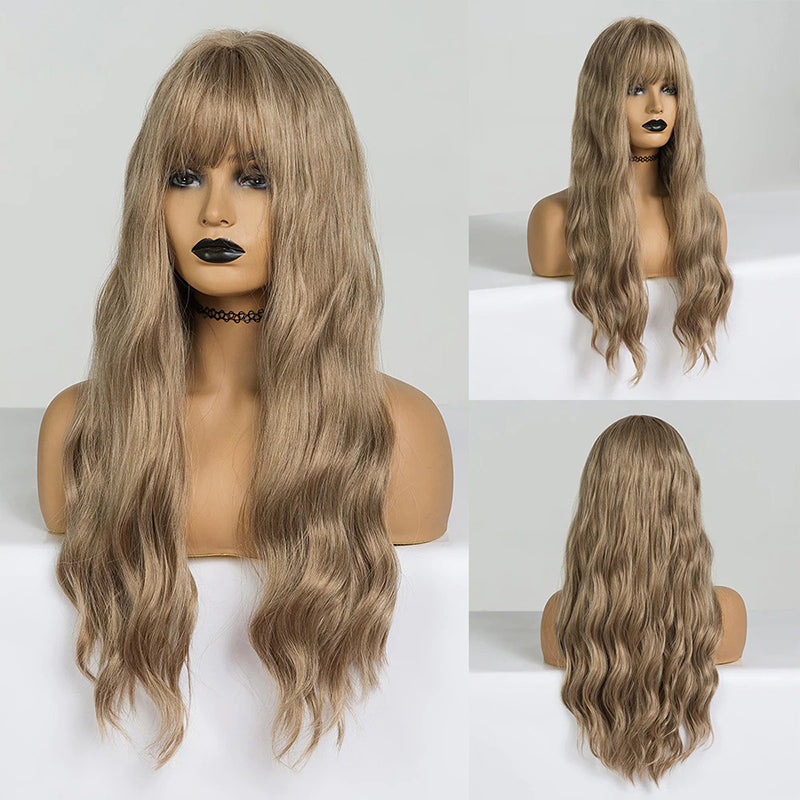 Women's Wavy Wig Bluish Gray High-Temperature Fiber