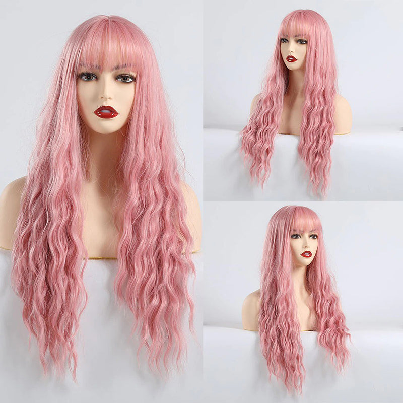 Women's Wavy Wig Bluish Gray High-Temperature Fiber