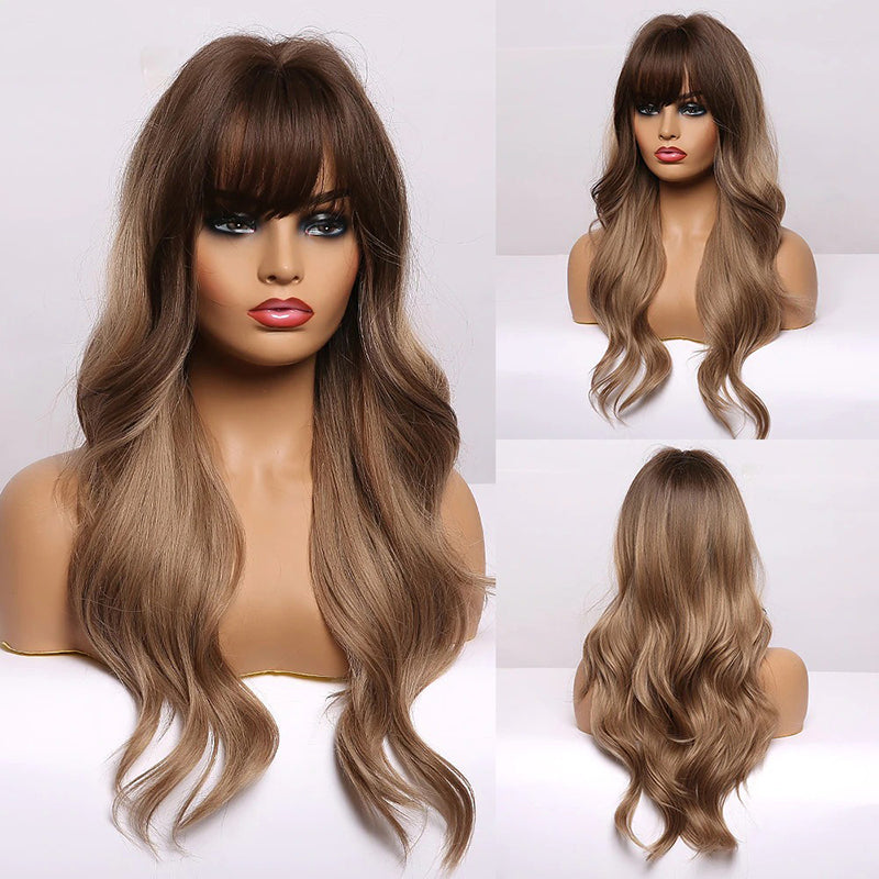 Women's Wavy Wig Bluish Gray High-Temperature Fiber