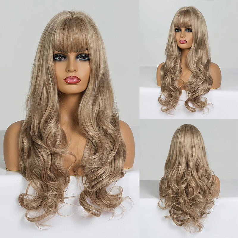 Women's Wavy Wig Bluish Gray High-Temperature Fiber