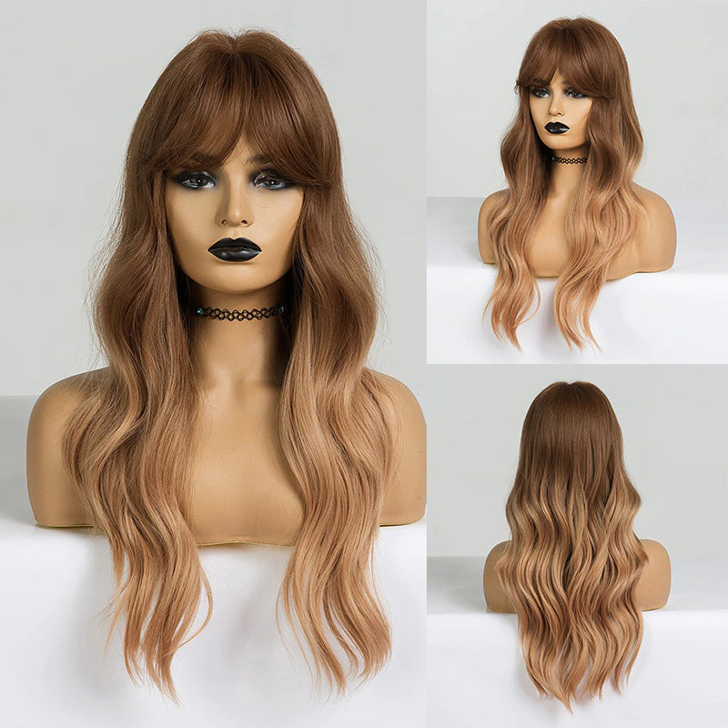 Women's Wavy Wig Bluish Gray High-Temperature Fiber