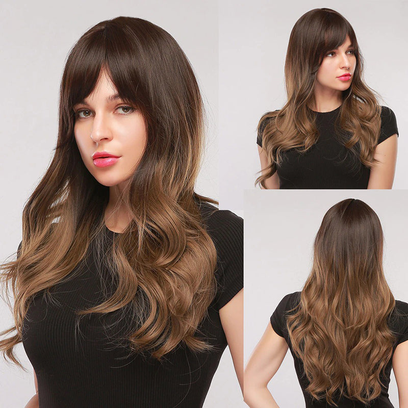 Women's Wavy Wig Bluish Gray High-Temperature Fiber