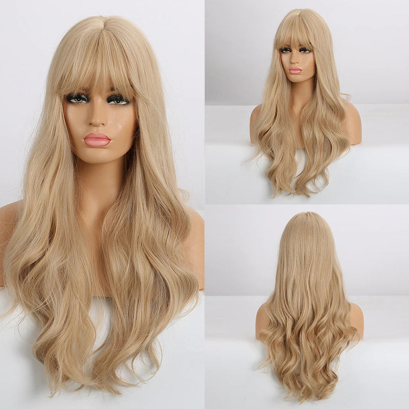 Women's Wavy Wig Bluish Gray High-Temperature Fiber