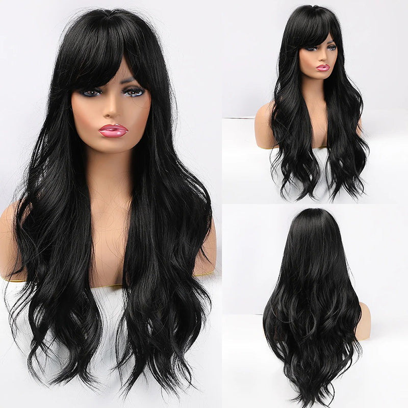 Women's Wavy Wig Bluish Gray High-Temperature Fiber