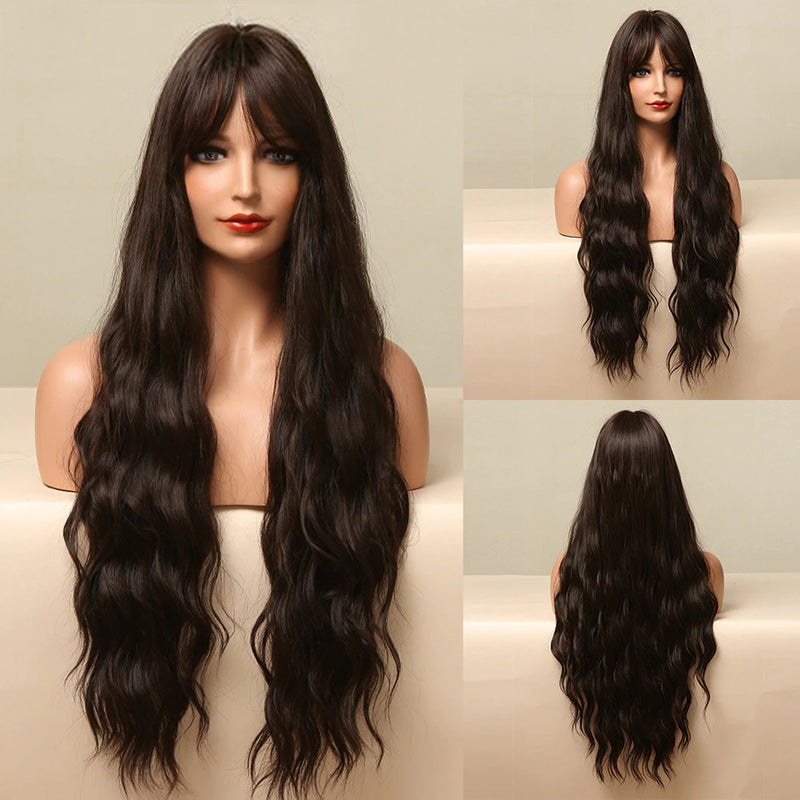 Women's Wavy Wig Bluish Gray High-Temperature Fiber