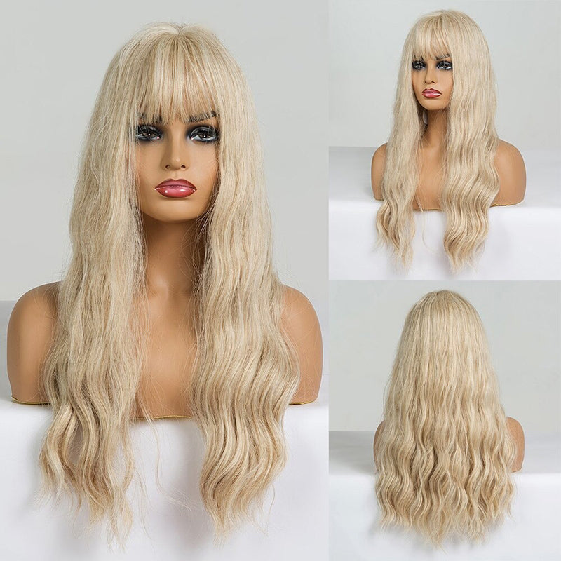 Women's Wavy Wig Bluish Gray High-Temperature Fiber