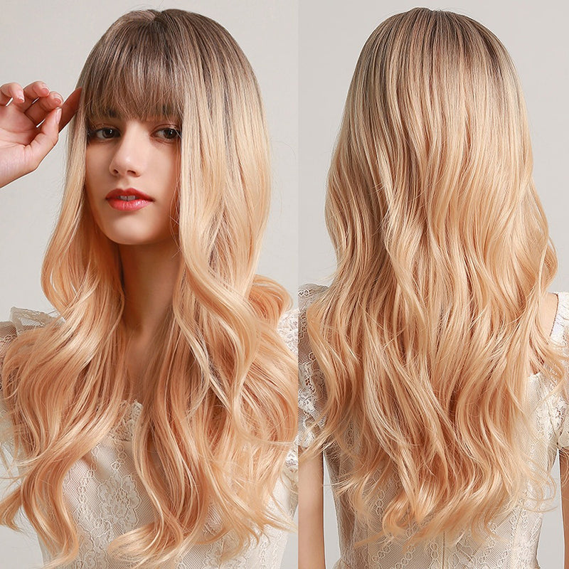 Women's Wavy Wig Bluish Gray High-Temperature Fiber