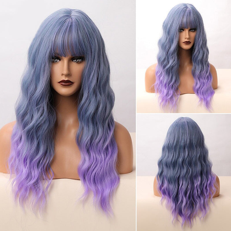 Women's Wavy Wig Ombre Pink 24 Inch Heat-Resistant Fiber