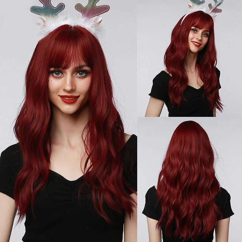 Women's Wavy Wig Ombre Pink 24 Inch Heat-Resistant Fiber