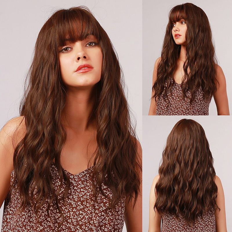 Women's Wavy Wig Ombre Pink 24 Inch Heat-Resistant Fiber