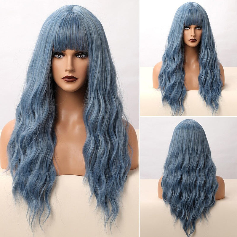 Women's Wavy Wig Ombre Pink 24 Inch Heat-Resistant Fiber