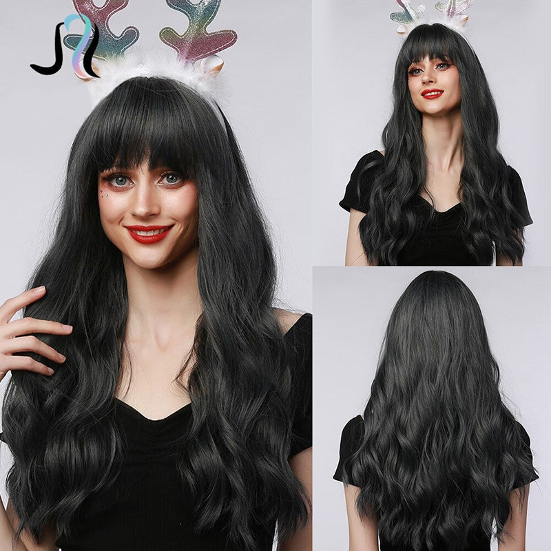 Women's Wavy Wig Ombre Pink 24 Inch Heat-Resistant Fiber