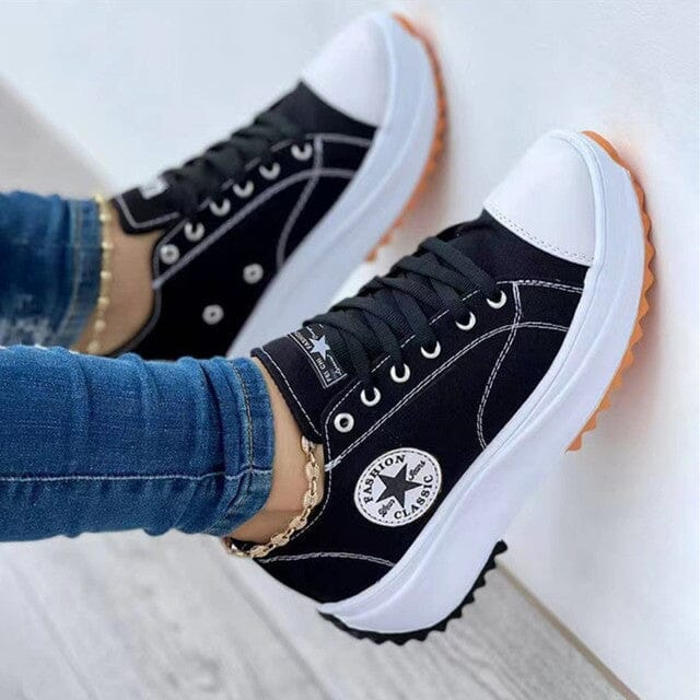 Women's White Canvas Lace-Up Sneakers – Breathable Non-Slip Casual Shoes for Everyday Comfort