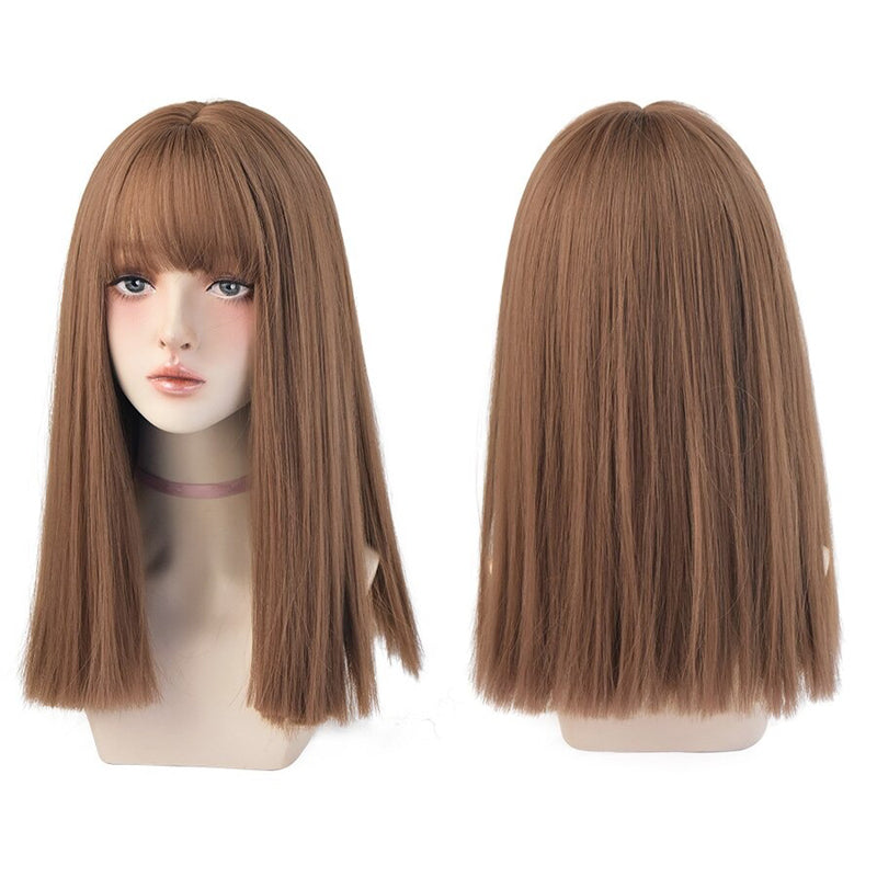 Women's Wig Long Black Heat-Resistant Synthetic with Bangs
