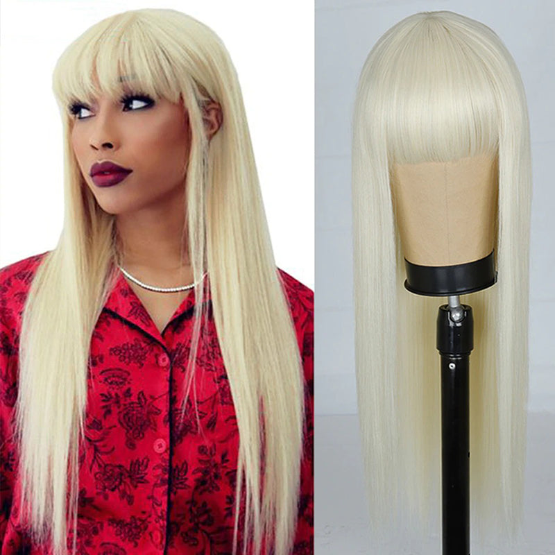 Women's Wigs with Bangs Long Straight Synthetic Hair in Various Colors