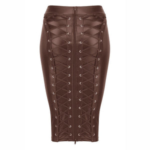 Lace Up Zip Mid Skirt