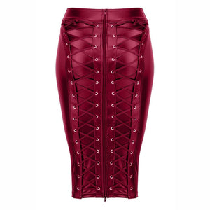 Lace Up Zip Mid Skirt