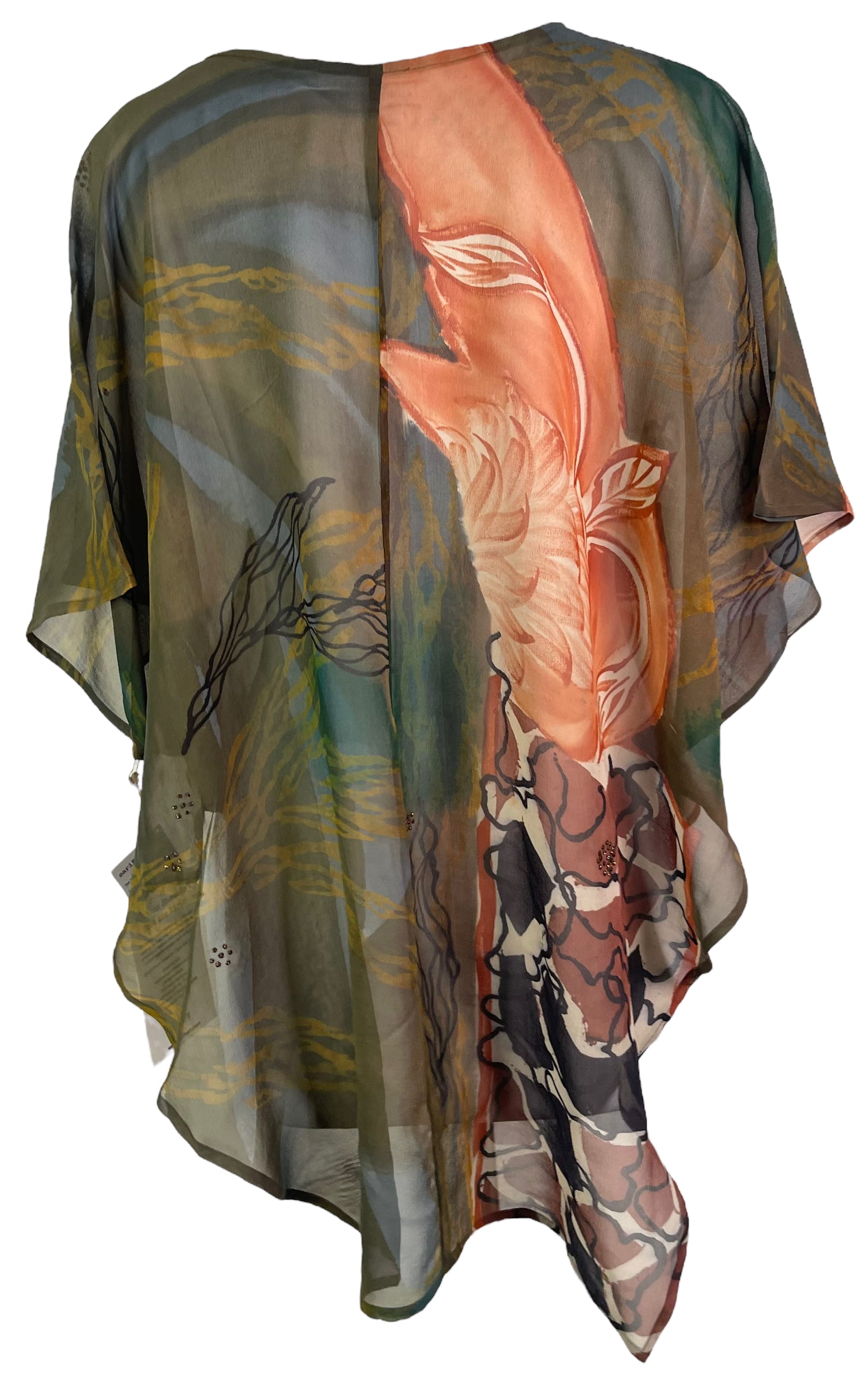 PRG6317 Sheer Avatar Pure Silk Waterfall Top