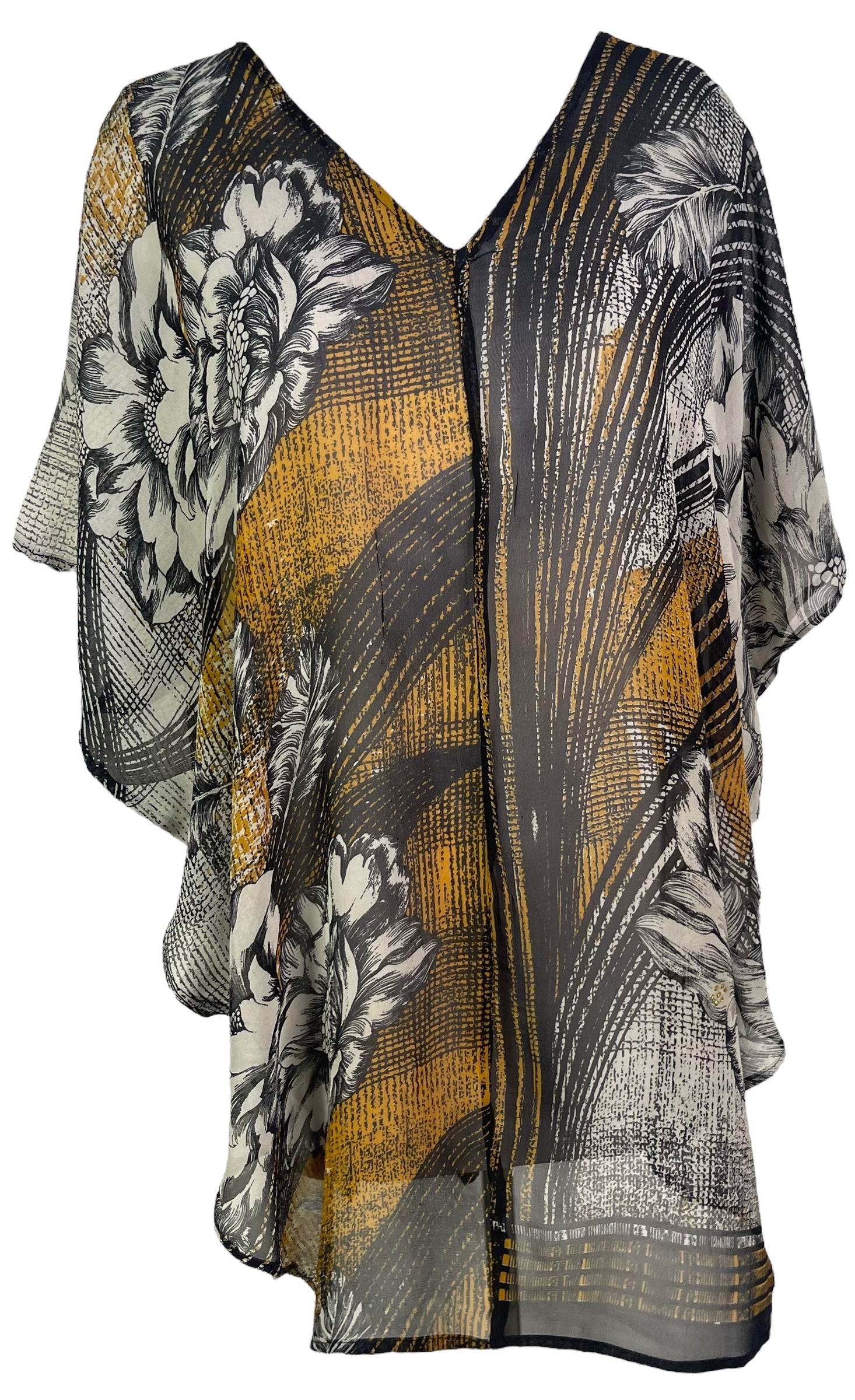 PRG6304 Sheer Avatar Pure Silk Waterfall Top