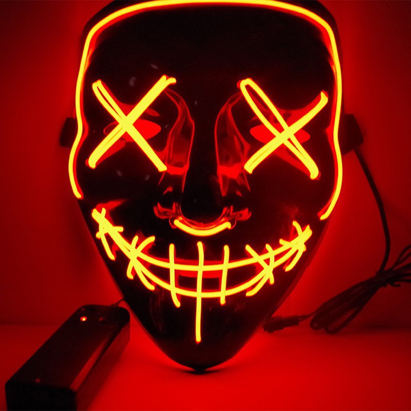 Men's LED Glow Mask V-Shaped Multi-Color PVC