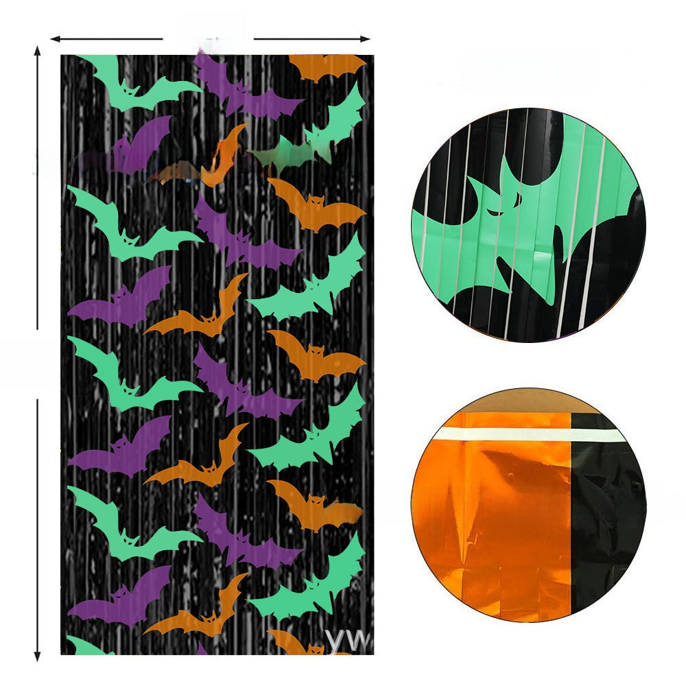 Halloween Decoration Curtain Bat Ghost Pumpkin Plastic Outdoor Party Prop