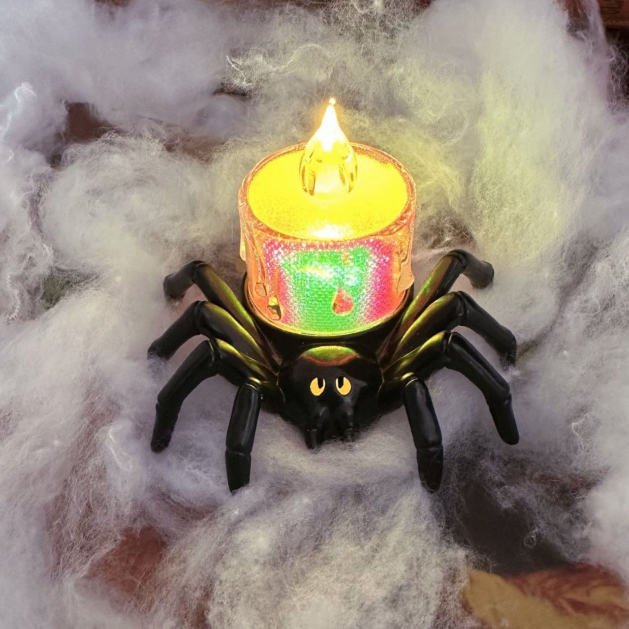 Halloween Spider Candle Lamp Orange Plastic LED